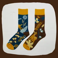 鹿とシカ クルーソックス #166　左右非対称