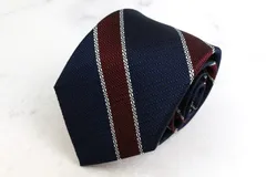 スーツセレクト ブランド ネクタイ ストライプ柄 シルク PO メンズ ネイビー SUIT SELECT 【中古】