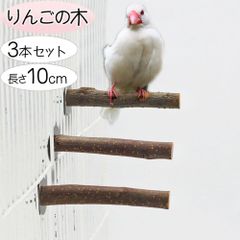 インコ セキセイインコ ボタンインコ マメルリハ カナリア 短め 止まり木 小型インコ リンゴの木 林檎 鳥用止まり木 爪とぎ パーチ 階段 遊び場 天然木 ストレート 真っ直ぐ 十姉妹 3本セット