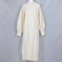 ★SALE 53％OFF★ ニットワンピース ロング スカート パールビーズ M ライトベージュ【ナチュラルクチュール natural couture】
