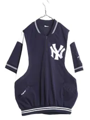 【お得なクーポン配布中!】 MLB Majestic ヤンキース メッシュ ベースボール シャツ メンズ L 程/ ユニフォーム ゲームシャツ メジャーリーグ 半袖シャツ ハーフジップ