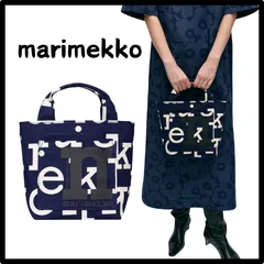 国内正規品 新品 マリメッコ 日本限定 Mono Mini Tote Logo トートバッグ ロゴアルファベット柄 肩掛け 手提げ袋 ハンドバッグ ランチバッグ ダークネイビー色