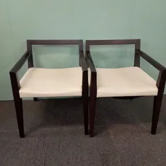 ◯ アームチェア ダイニングチェア 2脚セット　椅子 チェア 破れあり C