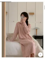 コミュニケーション・アトランス ネイビー ボンネビル ハーフジップ ケーブル編み ニット ワンピース