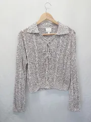 ◇ Θ H&M 透かし編み ラメ 長袖 ニット セーター サイズEUR M US M MX M パープル ベージュ ホワイト系 レディース E  【1505290024976】