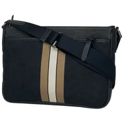 コーチ COACH トンプソン クロスボディバッグ シグネチャー ストライプ ショルダーバッグ キャンバス ブラック C5291 メンズ 【中古】