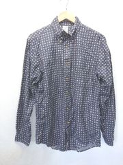 ◇ ◎ Θ BROOKS BROTHERS 花柄 ボタンダウン 長袖 シャツ サイズM ネイビー メンズ E  【1503040006722】