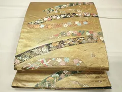 平和屋着物◎六通柄袋帯　唐織　鬘帯鳳凰花文　瑞光貝箔　正絹　逸品　CAAT4741in
