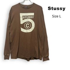 stussy ロンT ブラウンL - メルカリ