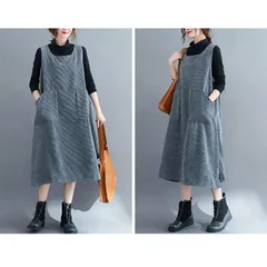 ジャンパースカート ベストワンピース コーデュロイ ジャンパースカート チュニック レディース ノースリーブ ロングワンピース ゆったり 膝丈 無地 秋冬 防寒 ナチュラル 大人 xzdshfi