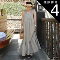 種類4：ミントグリーン/XL ワンピース フレアワンピース ティアードワンピース ロジスワンピース ワンピドレス ロング ロング丈 マキシ マキシ丈 アンクル丈 袖なし ノースリーブ スクエアネック 襟なし フレア 切り替えデザイン ハイウエスト 綿 かわいい