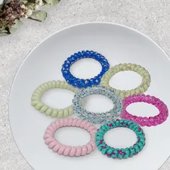 ヘアゴム スプリング 大人 スプリングゴム ピンク イエロー グリーン ブルー 跡がつきにくい スポーツ ヘアゴム スプリングオーロラゴム ヘアゴム専門店ポニーテール 【6本セット】