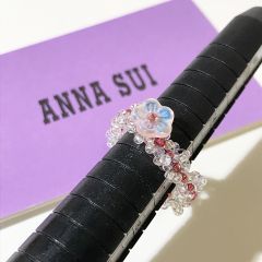ANNA SUI アナスイ 指輪 リング 14号 ビーズ 花 フラワー ホワイト ピンク レディース アクセサリー