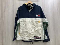 TOMMY HILFIGER トミーヒルフィガー メンズ ナイロン ジャケット セーリングジャケット S ホワイト ネイビー イエロー グリーン 古着 90s