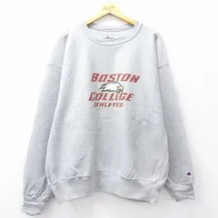 XL/古着 長袖 チャンピオン Champion リバースウィーブ メンズ 00s ボストン カレッジ 鳥 大きいサイズ クルーネック グレー 霜降り 25sep2