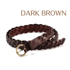 ベルト レディース 新品 メッシュ 編み込み シンプル 細ベルト 2cm 人気 オフィス カジュアル きれいめ 茶 ダークブラウン