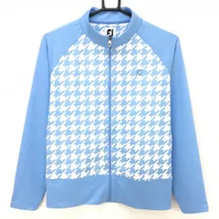 フットジョイ ジャケット ライトブルー×白 前身頃千鳥格子 レディース M ゴルフウェア FootJoy
