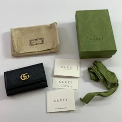 04w3285▽※【中古】GUCCI グッチ GGマーモント 6連キーケース ブラック ゴールド金具 456118 レザー ダブルG キーケース【八王子店】