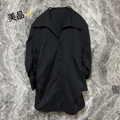 美品<!-利用不可文字-!><!-利用不可文字-!> ミッシェルクラン シャツ ブラウス 五分丈・七分丈 レディース【38】Vネック 黒 ビジネス きれいめ