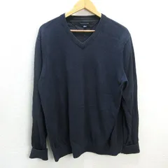 z■トミーヒルフィガー/TOMMYHILFIGER Vネックニットセーター【L】紺/men's/93【中古】