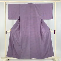 たんす屋 TANSU-YA 中古 リユース着物 小紋 紫色 セミフォーマル ちりめん 染め 霞 松井青々 袷 絹 未洗い 【身丈】149cm【裄丈】62.5cm MS3616のサムネイル
