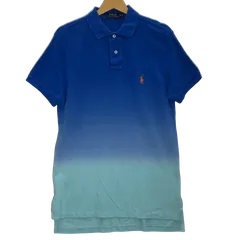 POLO RALPH LAUREN/ポロラルフローレン グラデーションカラー ポニー刺繡 半袖 ポロシャツ ワンポイント刺繡 CHINA製 メンズ M ブルー