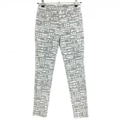 【新品】パーリーゲイツ パンツ グレー×白 総柄 ロゴ刺しゅう ストレッチ 表微起毛 レディース 00(XS) ゴルフウェア PEARLY GATES
