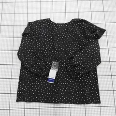 ◇ ⊂ 未使用 le.coeur blanc ルクールブラン ケープ フリル ドット 長袖 シャツ ブラウス サイズ38 ブラック レディース E  【1508260059275】