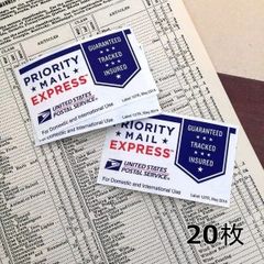 542・A-1111 Priority Mail Express　20枚　アメリカ　ＵＳＰＳ　郵便ステッカー　プライオリティメール　郵便シール　郵政ラベル　シール　発送シール　ラベルシース　海外紙もの　海外ステッカー　ジャンクジャーナル　レター