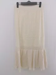 ◇ ◎ ●美品● NICE CLAUP タグ付 デザインニット ロング マーメイド スカート サイズF ライトベージュ系 レディース E  【1304120008199】