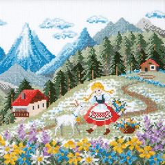 ★クーポン&送料無料でオトク!★⬜🔴⬜ クロスステッチ キット🔶アルプスの少女ハイジ🔶✿花と少女の物語シリーズ✿ ＊オノエ・メグミ＊オリムパス