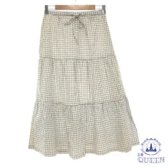 【訳アリ】 ロングスカート スカート フリル カジュアル シンプル おしゃれ レディース 大きいサイズ ホワイト チェック L 901-7300 送料無料 古着