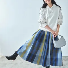 ☆ ブルー ☆ Lサイズ ☆ 大柄チェック×フレアメモリースカート スカート レディース チェック フレアスカート ロングスカート フレアースカート ウエストゴム おしゃれ 大柄チェック×フレアメモリースカート 大人 かわいい オシャレ 可愛い ロング