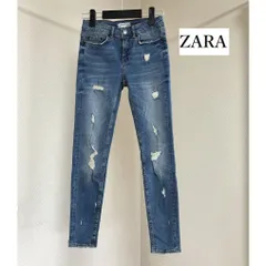 ZARA  レディース スキニージーンズ ザラ ウーマン プレミアムデニムコレクション  クラッシュ ダメージ加工 デニムパンツ ５号 XXS