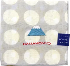 濱文様　リバーシブルガーゼハンカチ　ラフドットと富士山　約29×29cm　綿100％　日本製　新品　17938