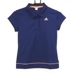★SALE価格★【美品】アディダス 半袖ポロシャツ ネイビー×オレンジ ロゴプリント  レディース 表記なし ゴルフウェア adidas