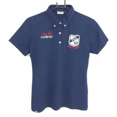 フィラゴルフ 半袖ポロシャツ ネイビー×白 胸ワッペン  レディース L ゴルフウェア FILA GOLF