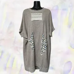 FRAPBOIS　フラボア　チュニック　カーキ　レディース　半袖　ワンピース　Tシャツ　ポケット　ワイドサイズ　レース　水玉