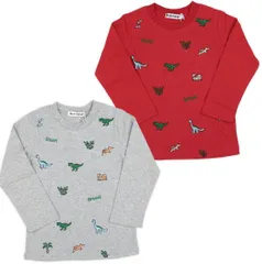 bab　chip 総柄刺繍恐竜Tシャツ　綿100％