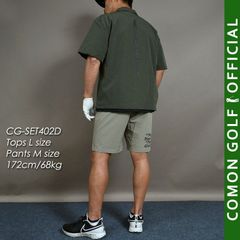 新品【COMONGOLF/コモンゴルフ】ビッグシルエット半袖ハーフZIPシャツ&ショートパンツゴルフセットアップ(CG-SET402D)ゴルフウェア 春夏 メンズパンツ ゴルフパンツ ズボン ハーフパンツ DRY機能 ストレッチ M L XL XXL XXXL