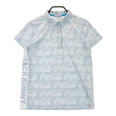 サイズ：2 JACK BUNNY ジャックバニー × コカ・コーラ サイドロゴ 半袖ポロシャツ 総柄 ブルー系 [240101477837] ゴルフウェア レディース ストスト