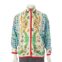 ジャンニ・ヴェルサーチェ 1995コレクション シルク バタフライ フルーツ 総柄 長袖シャツ トップス マルチカラー【中古】