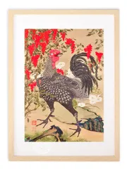 江寒汀 中国画骨董品鶏の図掛軸美術品紙本肉筆茶掛