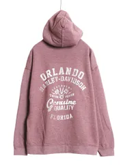 【お得なクーポン配布中!】 ハーレー ダビッドソン 両面 プリント スウェット フード パーカー メンズ L / プルオーバー トレーナー バイク 裏起毛 シンプル パープル