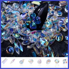 160個 ネイル ラインストーン キラキラ AB色 大粒 ネイル クリスタル 8種類 ネイルパーツ ストーン オーロラ クリア ネイルストーンパーツ キラキラオーロラネイルアクセサリー 輝かしいパーツダイヤモンドネイルシール ネイル デコ用 フラットバック 不