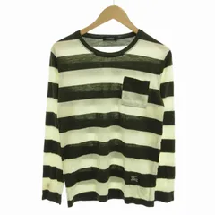 バーバリーブラックレーベル BURBERRY BLACK LABEL ロングTシャツ カットソー バイカラー 長袖 2 M 白 ホワイト 緑 グリーン /FF 1119 ■GY09