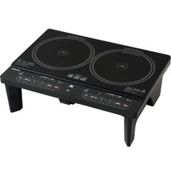 [山善] 2口 IHコンロ IHクッキングヒーター 1400W 一人暮らし 二人暮らし 脚付き IH調理器 工事不要 (幅56cmタイプ) タイマー