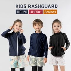 ◆そうまファクトリー　ラッシュガード　ブラック◆ キッズ 長袖 フードなし UVカット UPF50+ UVカット ジップアップ 紫外線対策 日焼け対策 黒  水陸両用 水着 夏 海 ビーチ プール 旅行 レジャー スポーツ 運動 学校 水泳