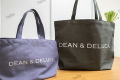 DEAN＆DELUCA ディーンアンドデルーカ トートバッグ ディースLサイズ ロゴシルバー 大容量 帆布 大人気グレー