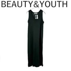 ビューティーアンドユース BEAUTY&YOUTH ロングワンピース ノースリーブ 透け感 ブラック 黒